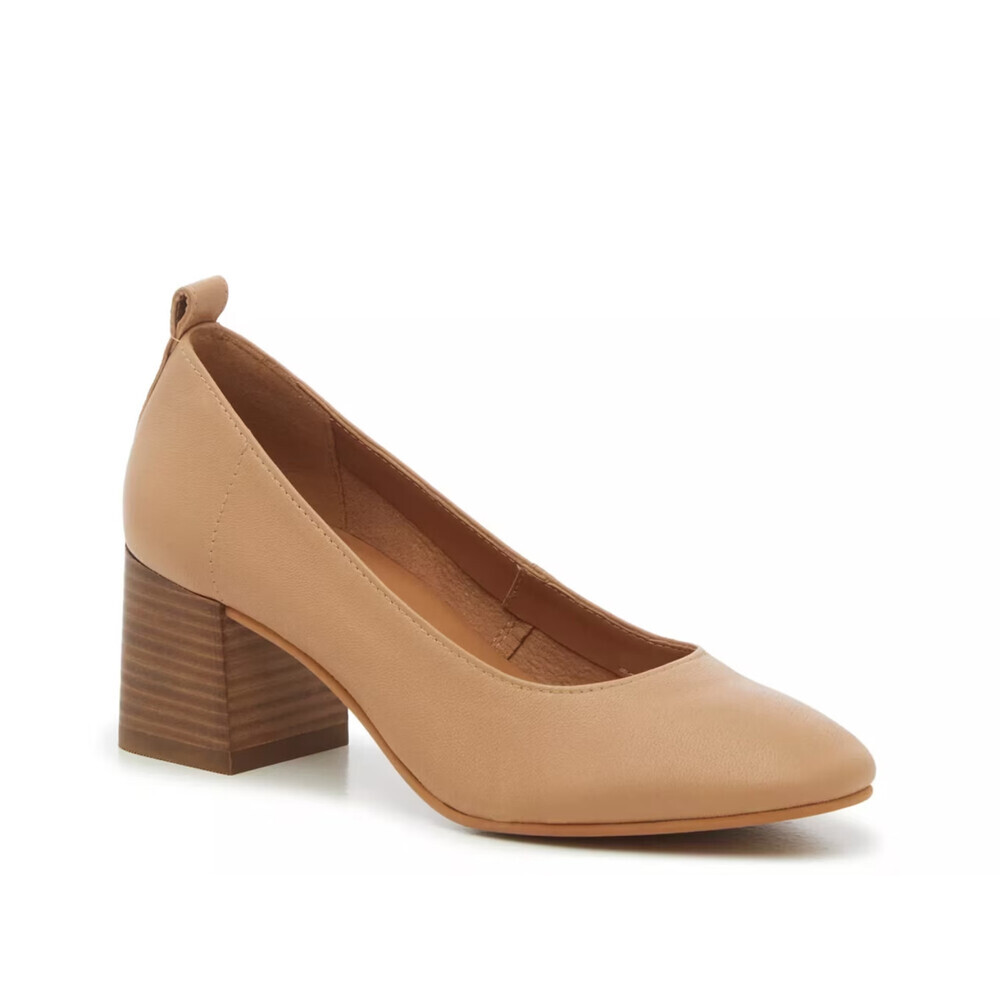 Crown Vintage Clanton Pumps Women's US 9 Brown Leather Slip On Block Heel GAL663